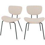 Rendez - vous déco - lot de 2 chaises en tissu beige et pieds en métal noir - verner Rendez - vous déco - lot de 2 chaises en tissu beige et pieds en métal noir - verner