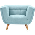 Rendez - vous dco - fauteuil capitonn en tissu bleu clair - carmen