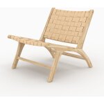 Rendez - vous déco - fauteuil en teck et cuir tressé beige - kuna Rendez - vous déco - fauteuil en teck et cuir tressé beige - kuna
