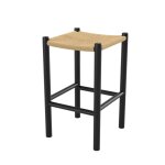Rendez - vous d�co - tabouret pour ilot central 65 cm en teck noir et rotin - ka�a