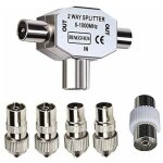 R�partiteur d'antenne en forme de t r�partiteur d'antenne 2 voies 2 prises coaxiales dvbt / bk 01000 ...
