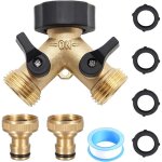 R�partiteur en y � 2 voies 3 / 4  avec valve � bille d'arr�t ? comprend 2 adaptateurs de tuyau, 4 joints ...