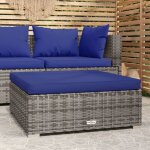 Repose - pied de jardin et coussin gris 70x70x30cm rsine tresse - repose pied jardin - fauteuil de ...