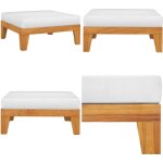 Repose - pied sectionnel avec coussin blanc crme bois d'acacia - repose pied jardin - fauteuil de jardin ...