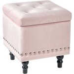 Beliani - repose - pieds en velours capitonné avec rangement pouf tabouret rose pastel loretto Beliani - repose - pieds en velours capitonné avec rangement pouf tabouret rose pastel loretto