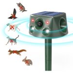 Repulsif chat exterieur, 360� ultrason solaire r�pulsif taupe avec d�tecteur de mouvement et lumi�re ...