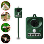 Repulsif d'oiseaux a ultrasons solaire exterieur, double charge solaire et usb, conception etanche, batterie ...