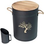 R�servoir � granul�s de bois en acier noir 51 l avec pelle et tamis