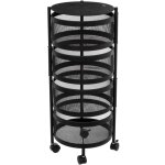 Resserre 4 paniers rotatifs sur roues en acier noir h 75 cm x d 30 cm etagère de rangement cuisine, salle ... Resserre 4 paniers rotatifs sur roues en acier noir h 75 cm x d 30 cm etagère de rangement cuisine, salle ...