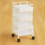 Resserre mtallique carre 3 niveaux  roulettes ? blanc ? rangement cuisine / bureau / salle de bain ...