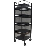 Resserre métallique carrée 4 niveaux à roulettes noir rangement cuisine / bureau / salle de bain 28 x ... Resserre métallique carrée 4 niveaux à roulettes noir rangement cuisine / bureau / salle de bain 28 x ...