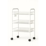 Resserre métallique rectangulaire 3 niveaux à roulettes - blanc - desserte de rangement - l 39 x p 23 ... Resserre métallique rectangulaire 3 niveaux à roulettes - blanc - desserte de rangement - l 39 x p 23 ...