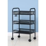 Resserre métallique rectangulaire 3 niveaux à roulettes - noir - desserte de rangement - l 39 x p 23 ... Resserre métallique rectangulaire 3 niveaux à roulettes - noir - desserte de rangement - l 39 x p 23 ...