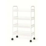 Resserre mtallique rectangulaire 4 niveaux  roulettes - blanc - desserte de rangement - l 39 x p 23 ...