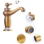 R�tro mitigeur robinet de lavabo laiton c�ramique �vier robinet bleu et blanc en porcelaine � long cou ...