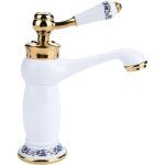 Rtro mitigeur robinet de lavabo laiton & cramique vier bleu et blanc en porcelaine  long cou vintage ...