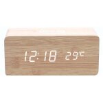 R�veil en bois beige avec chargeur sans fil, compatible iphone et samsung, affichage num�rique led, fonction ...