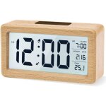 R�veil num�rique en bois, r�veil lcd horloge digitale sans tic - tac avec affichage date, temp�rature, ...