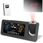R�veil � projection, projecteur d'horloge num�rique sur mur de plafond, station m�t�o sans fil avec capteur ...