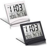 R�veil de voyage num�rique lcd pliable avec calendrier thermom�tre snooze portable bureau 2 pi�ces