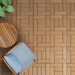 Revtement de sol pour terrasse wpc caillebotis embotable bois de teck 30 x 30 cm