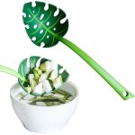 Rhg jungle spoon monstera leaf soup skimmer spoon, green, pp material, 11. 8x3. 7 inch, kitchen strainer ...