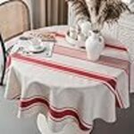 Rhg nappe vintage fran�aise ray�e rouge en coton et lin, lavable, r�utilisable, pour cuisine, salle � ...