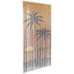 Rideau anti - insectes imprim� palmier 90x220 cm bambou - vidaxl