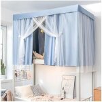 Rideaux baldaquin dortoir �tudiant, 4 coins, poteaux superpos�s, auvent double pour lit superpos�.