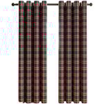Rideaux � carreaux �cossais (tartan) et rayures - filtration lumi�re - style ferme � oeillets - pour ...