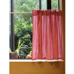 Rideau de cuisine court pour petit fen�tre coton opaque vichy � carreaux blanc rouge rideau brise - bise ...