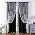 Rideaux dcoups en toile pour chambre  coucher, 2 panneaux, rideaux occultants 2 en 1 avec ?illets ...