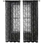 Rideaux en dentelle noire 84 pouces (213cm) - motif floral rustique vintage - voile noir pour salon - ...