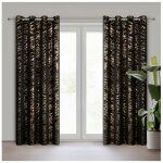 Rideau doris en velours noir et or, 140 x 250 cm, � ?illets, eurofirany