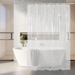 Rideau de douche 180 x 180 cm, anti - moisissure s�chage rapide, 3d semi transparent eva pas de lavage ...