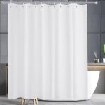 Rideau de douche 180x240 blanc antimoisissure, tissu douche en polyester dperlant, lavable en machine ...