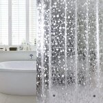 Rideau de douche anti - moisissure 120 x 180 cm eva imperm�able avec 8 anneaux et poids r�duit rideau ...