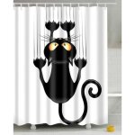 Rideau de douche � assembler soi - m�me, motif chat humoristique, avec crochets (chat noir, w 180xh 200) ...