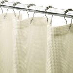 Rideau de douche beige 180 cm x 220 cm, 1 pi�ce en polyester avec anneau � boule en m�tal, rideau de ...