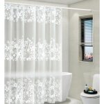 Rideau de douche avec cantonnière attachée pour salle de bain, tricot transparent à motifs floraux victoriens ... Rideau de douche avec cantonnière attachée pour salle de bain, tricot transparent à motifs floraux victoriens ...