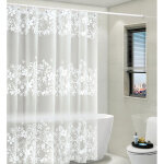 Rideau de douche avec cantonni�re attach�e pour salle de bain, tricot transparent � motifs floraux victoriens ...