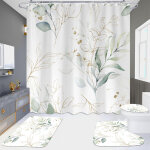 Rideau de douche eucalyptus vert sauge, rideau de douche feuilles de plantes printani�res, tissu imperm�able, ...