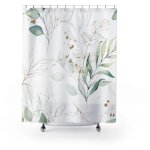 Rideau de douche feuilles eucalyptus, 120 x 180 cm - imperm�able, anti - moisissure, tissu lavable avec ...