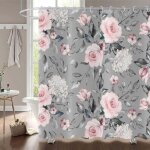 Rideau de douche fleurs 180x180, rose gris fleur rideau de douche �l�gant vintage fleur aquarelle roses ...