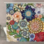 Rideau de douche - fleurs multicolores - art naturel - 180 x 200 cm - lavable - anti moisissure - impermable ...