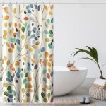Rideau de douche floral de salle de bain, feuilles colores, rideaux, dcoration de salle de bain, ensemble ...