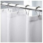 Rideau de douche gaufr� extra long (180 et 200 cm), rideau de douche en tissu r�sistant avec tissage ...