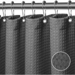 Rideau de douche gaufr�, tissu polyester, lavable en machine, avec 12 crochets, imperm�able, 182 x 197 ...
