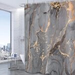 Rideau de douche imperm�able rideau de baignoire lavable gris or noir aspect marbre texture - 120x180cm ...