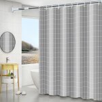 Rideau de douche lavable, impermable et anti - moisissure, avec crochets,  carreaux gris, 180 cm x ...